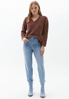 Bayan Kahverengi V Yaka Şönil Kazak