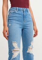 Bayan Mavi Pamuklu Straight-Fit Denim Pantolon