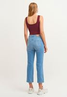 Bayan Mavi Pamuklu Straight-Fit Denim Pantolon