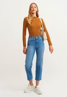 Bayan Mavi Pamuklu Straight-Fit Denim Pantolon