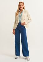 Bayan Bej Düğmeli Blazer Ceket