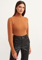 Bayan Kahverengi Romantik Balon Kollu Kazak