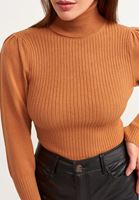 Bayan Kahverengi Romantik Balon Kollu Kazak