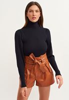 Bayan Gri Romantik Balon Kollu Kazak