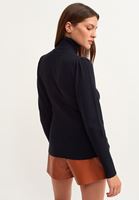 Bayan Gri Romantik Balon Kollu Kazak