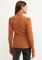 Bayan Kahverengi Romantik Balon Kollu Kazak