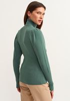 Bayan Yeşil Romantik Balon Kollu Kazak