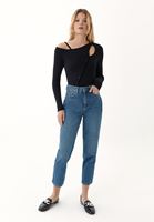 Bayan Siyah Cut-Out Detaylı Kazak