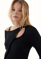 Bayan Siyah Cut-Out Detaylı Kazak