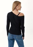 Bayan Siyah Cut-Out Detaylı Kazak