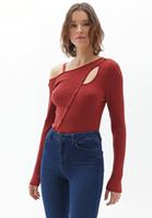 Bayan Bordo Cut-Out Detaylı Kazak