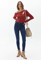 Bayan Bordo Cut-Out Detaylı Kazak