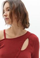 Bayan Bordo Cut-Out Detaylı Kazak