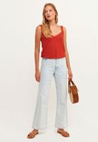 Bayan Kırmızı Dantel Detaylı V Yaka Atlet