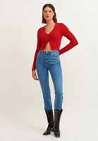 Bayan Kırmızı Kısa Triko Hırka