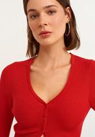 Bayan Kırmızı Kısa Triko Hırka