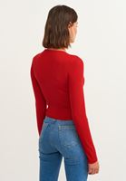 Bayan Kırmızı Kısa Triko Hırka