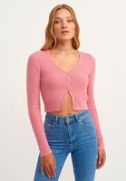 Bayan Pembe Kısa Triko Hırka