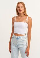 Bayan Beyaz Gipe Detaylı Crop Atlet