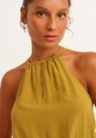 Bayan Yeşil Halter Yaka Tulum 