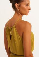 Bayan Yeşil Halter Yaka Tulum 