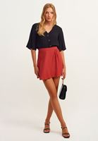 Bayan Kırmızı Volanlı Mini Etek