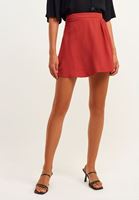 Bayan Kırmızı Volanlı Mini Etek