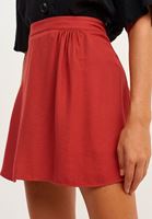 Bayan Kırmızı Volanlı Mini Etek