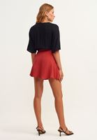 Bayan Kırmızı Volanlı Mini Etek