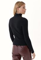 Bayan Siyah Balıkçı Yaka Triko Kazak