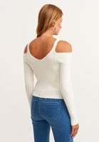 Bayan Krem V-Neck Triko Kazak