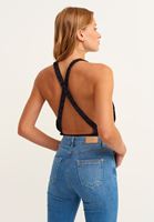 Bayan Siyah Kruvaze Yaka Bodysuit