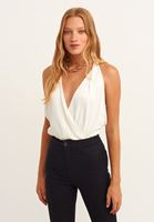 Bayan Krem Kruvaze Yaka Bodysuit