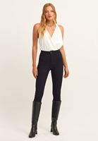 Bayan Krem Kruvaze Yaka Bodysuit