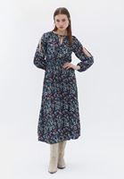 Bayan Çok Renkli Desenli Maxi Boy Elbise