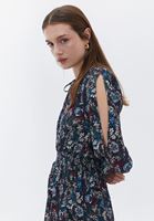 Bayan Çok Renkli Desenli Maxi Boy Elbise