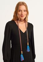 Bayan Siyah Balon Kollu Uzun Elbise