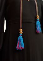 Bayan Siyah Balon Kollu Uzun Elbise