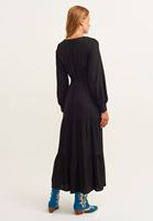 Bayan Siyah Balon Kollu Uzun Elbise