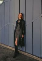 Women Black Cut Out Detailed Dress with Slit