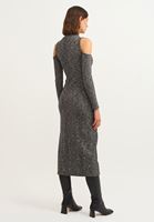 Women Black Cut Out Detailed Dress with Slit