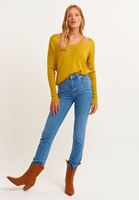 Bayan Sarı V Yaka Cut Out Detaylı Kazak