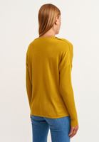 Bayan Sarı V Yaka Cut Out Detaylı Kazak