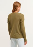 Bayan Yeşil V Yaka Cut Out Detaylı Kazak