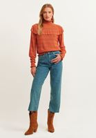 Bayan Turuncu Fırfır Detaylı Romantik Kazak