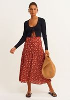 Bayan Çok Renkli Volan Detaylı Desenli Etek