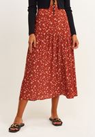 Bayan Çok Renkli Volan Detaylı Desenli Etek