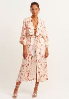 Bayan Çok Renkli Floral Desenli Uzun Kimono