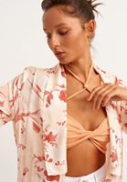 Bayan Çok Renkli Floral Desenli Uzun Kimono