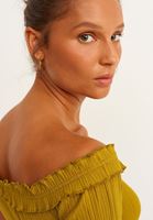 Bayan Yeşil Fırfır Detaylı Crop Top